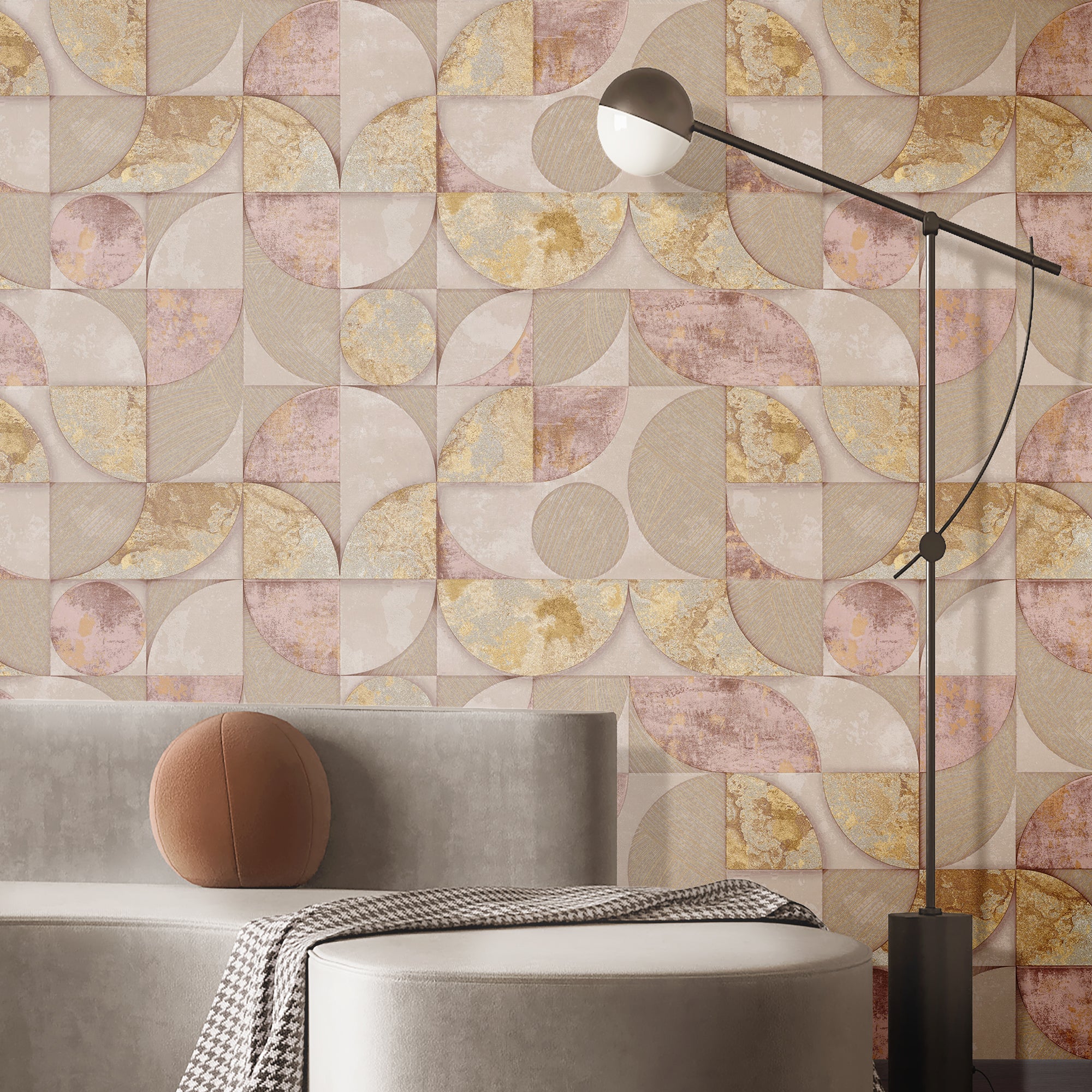 49313 Geometrico Stratum Gold Wallpaper By Galerie