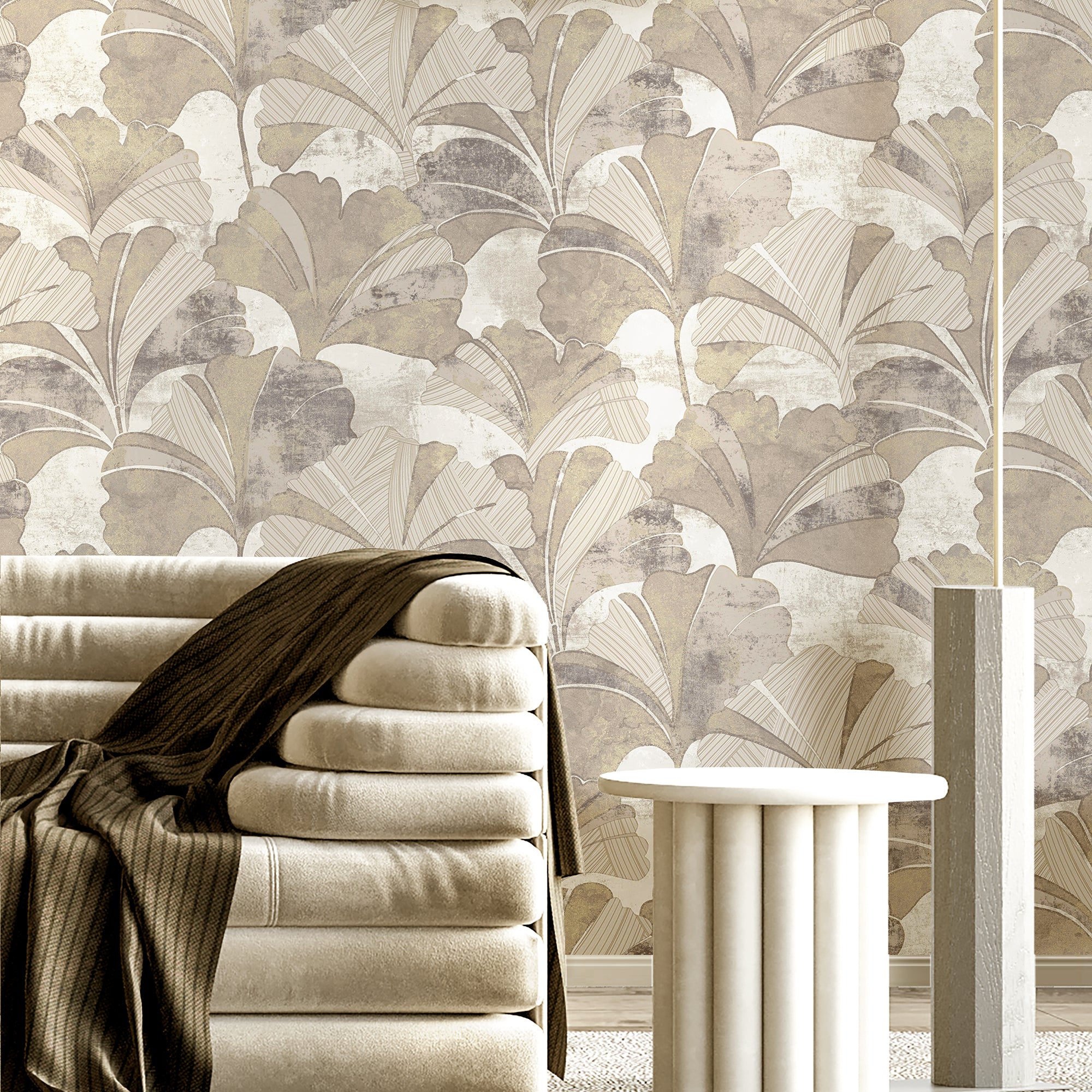 49320 Ginko Stratum Beige Wallpaper By Galerie