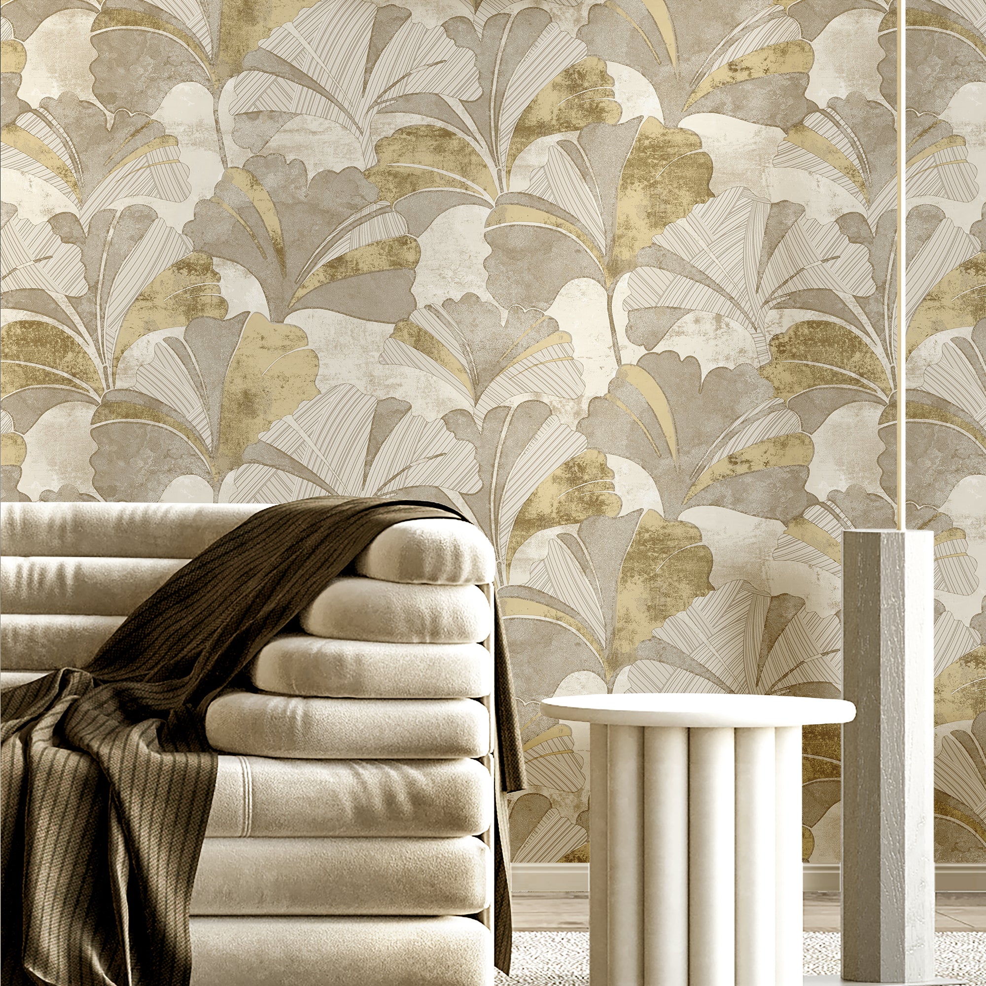 49321 Ginko Stratum Grey Wallpaper By Galerie