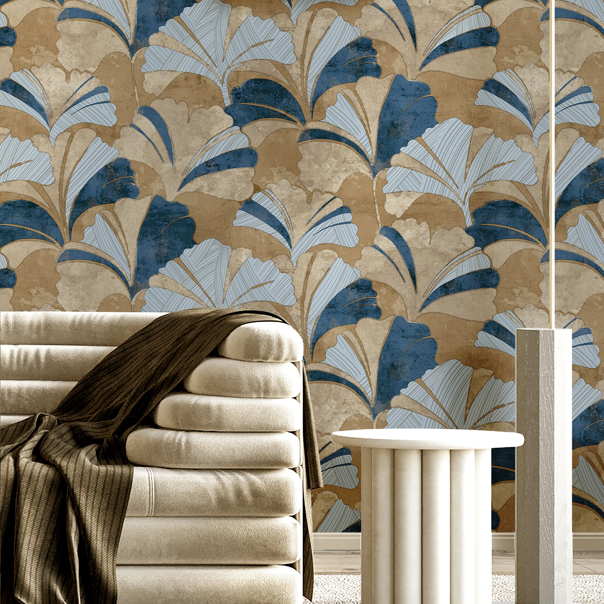 49326 Ginko Stratum Light Blue Wallpaper By Galerie