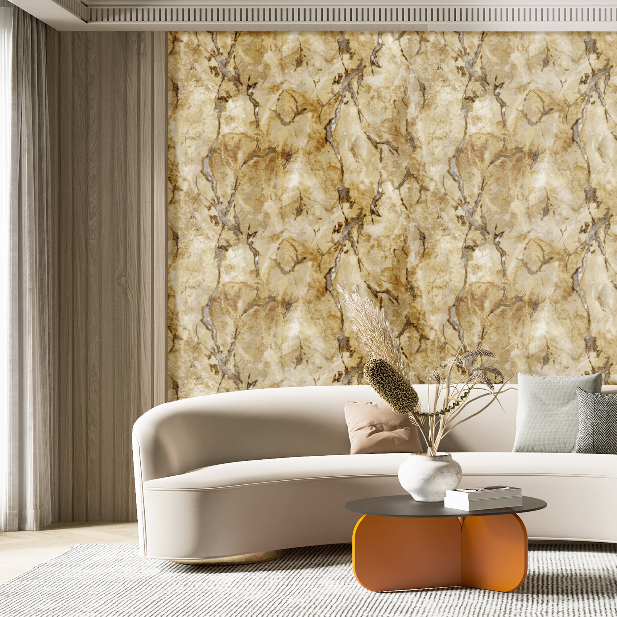 49354 Marmo Stratum Gold Wallpaper By Galerie