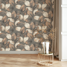 659887 Opulenza Leaf Charcoal & Rust by Rasch