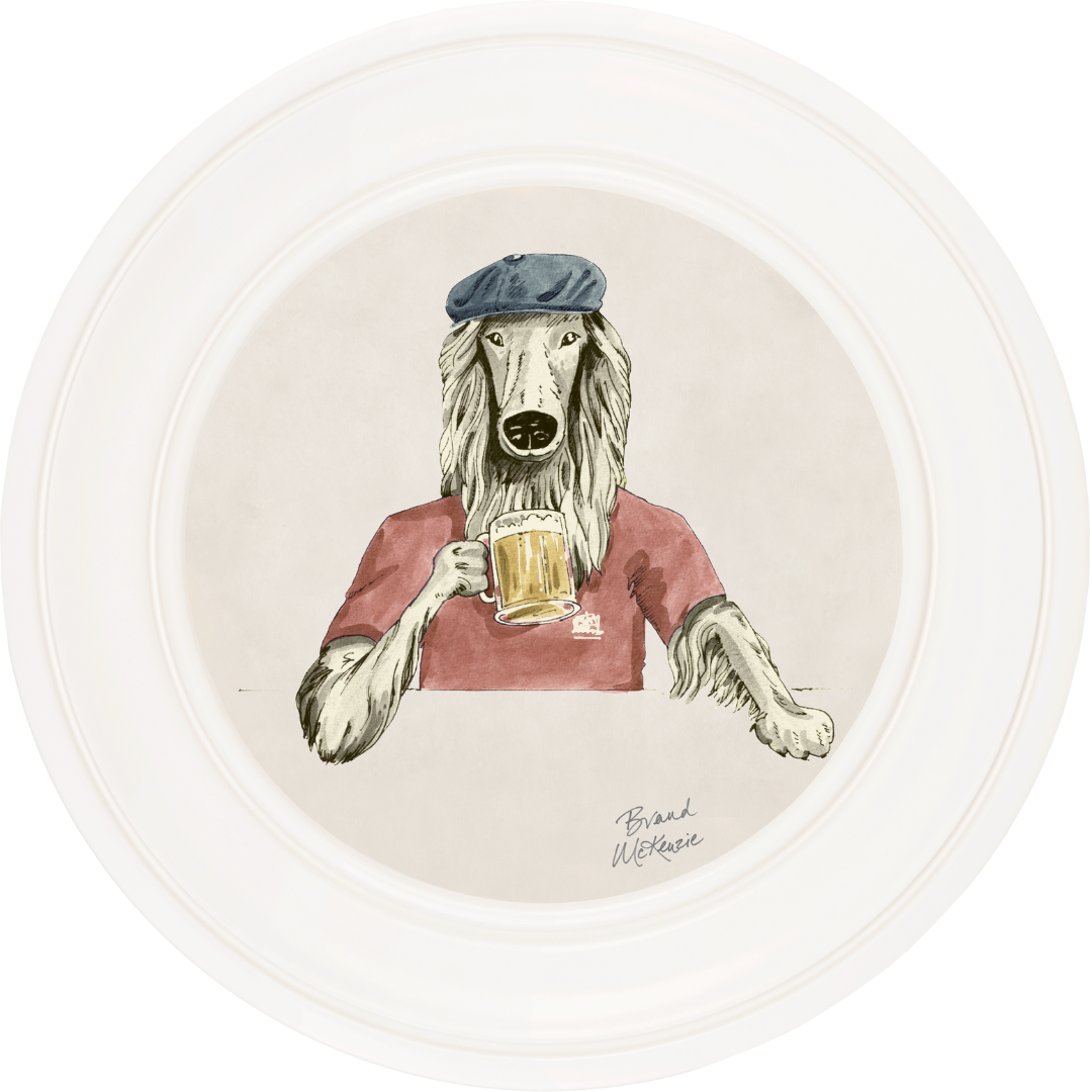 Happy Hour Bruce on Chalk White Framed Art Prints by Brand McKenzie