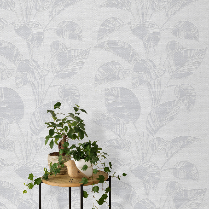10459-31 Largo Leaf Grey Metallic Wallpaper by Erismann