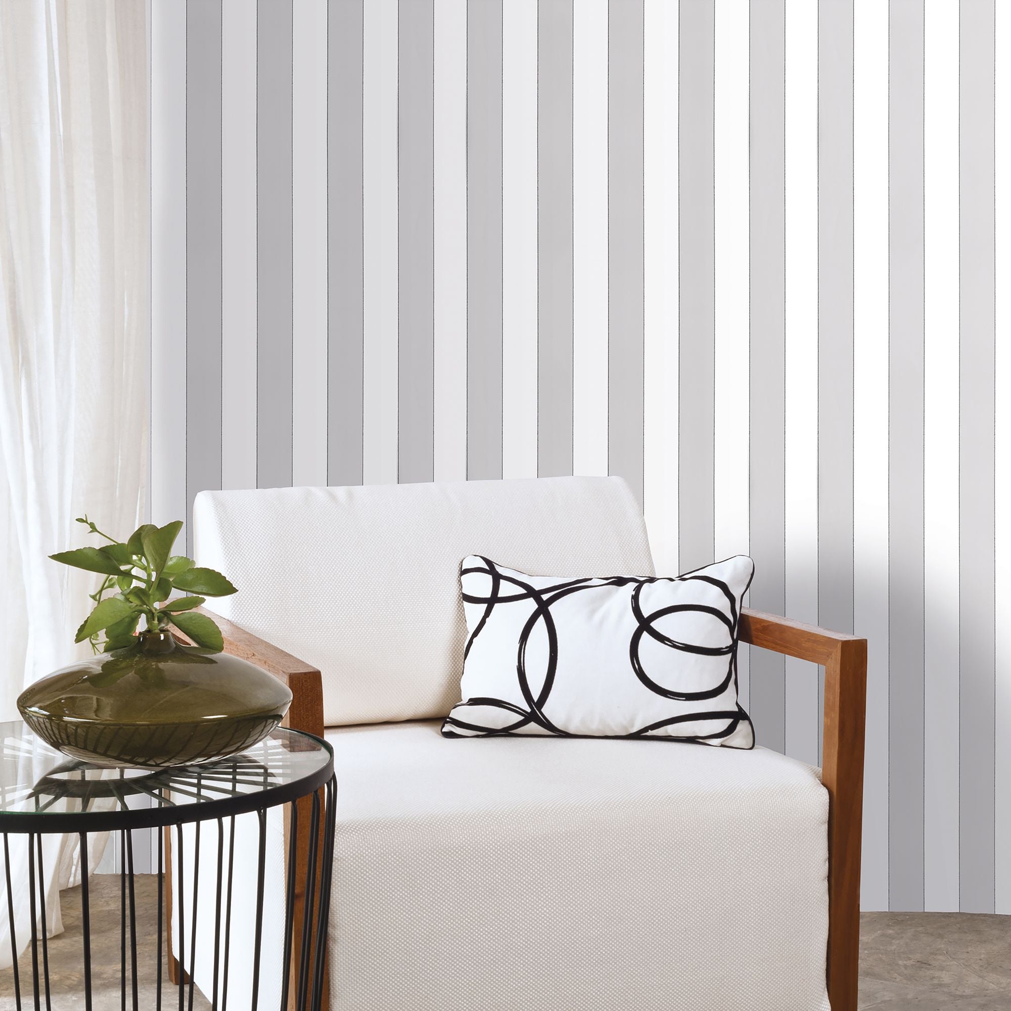 5060-2 Cronno Silver Grey Essential Stripes Wallpaper by Galerie