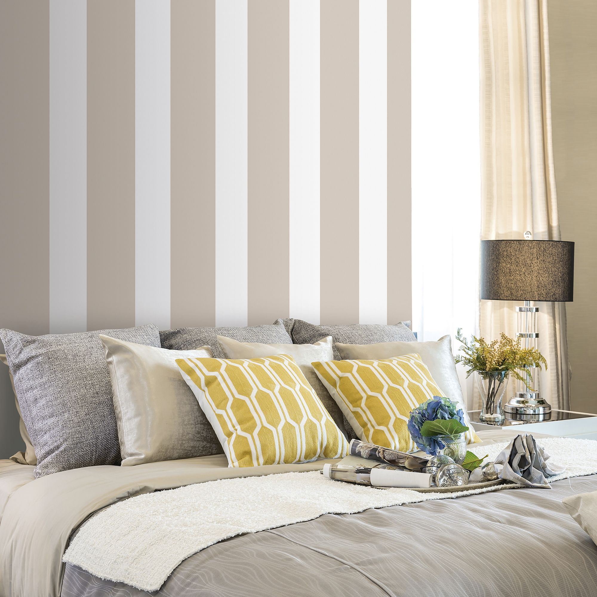5062-1 King Beige Essential Stripes Wallpaper by Galerie