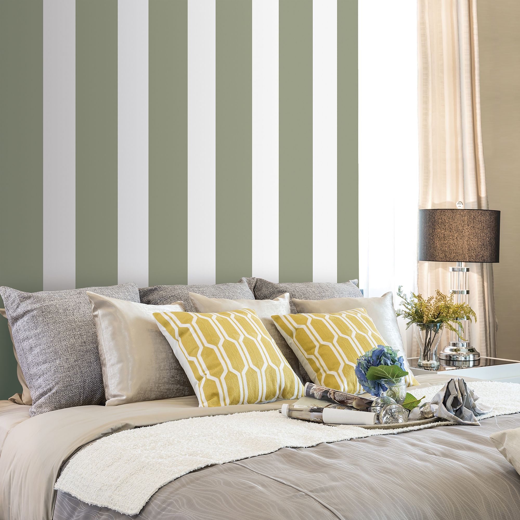 5062-2 King Green Essential Stripes Wallpaper by Galerie