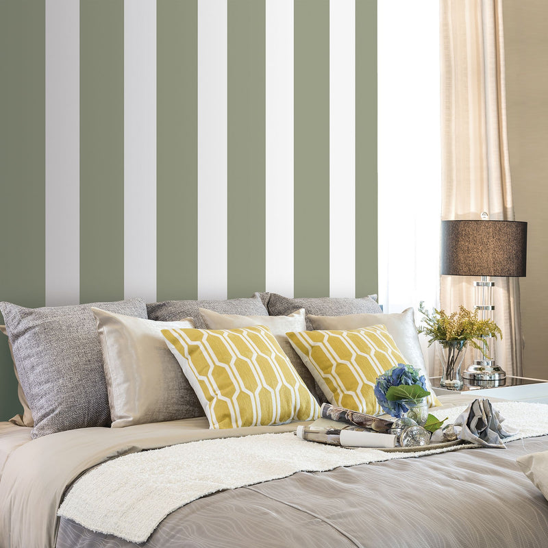 5062-2 King Green Essential Stripes Wallpaper by Galerie