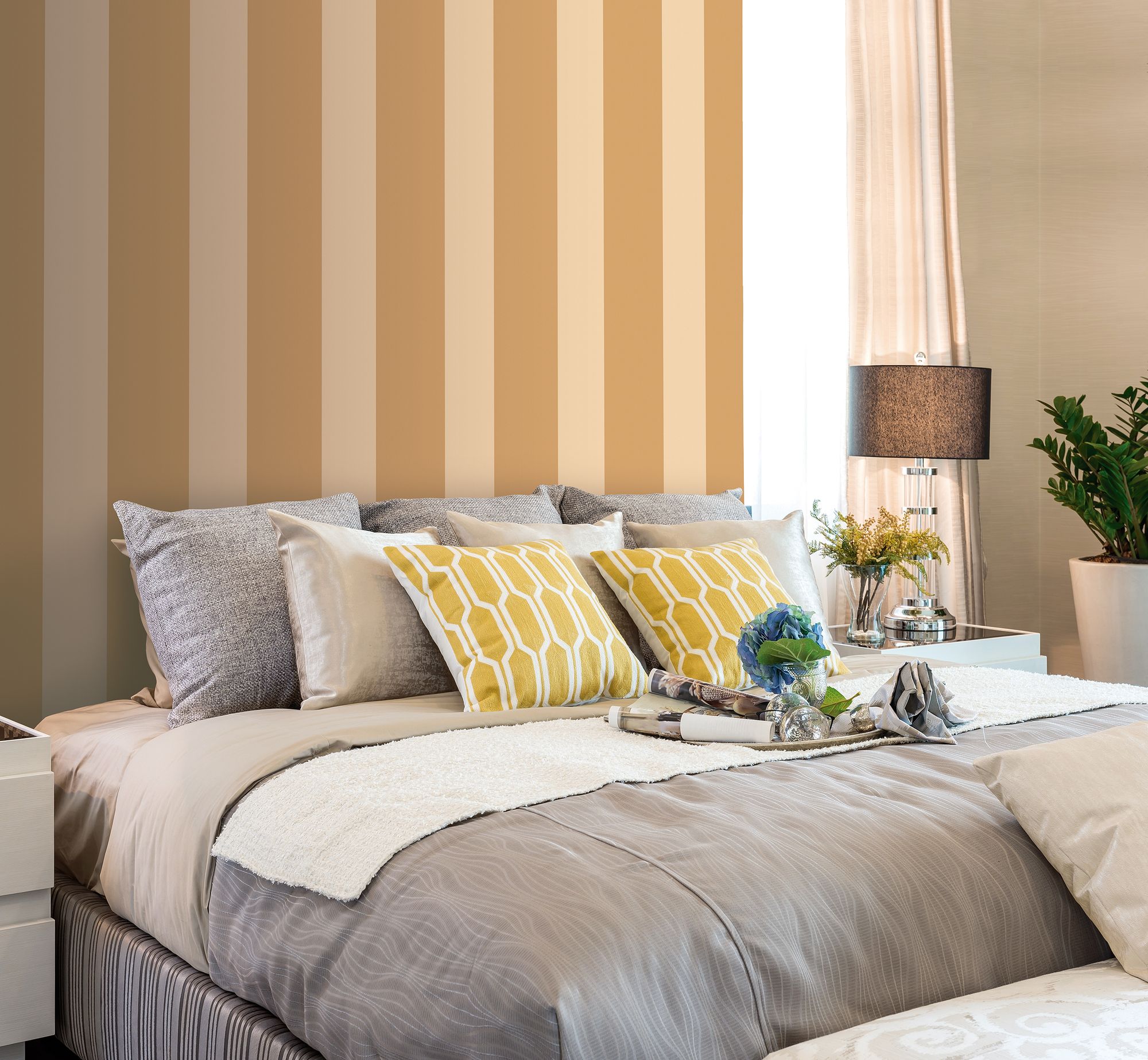 5062-3 King Orange Essential Stripes Wallpaper by Galerie