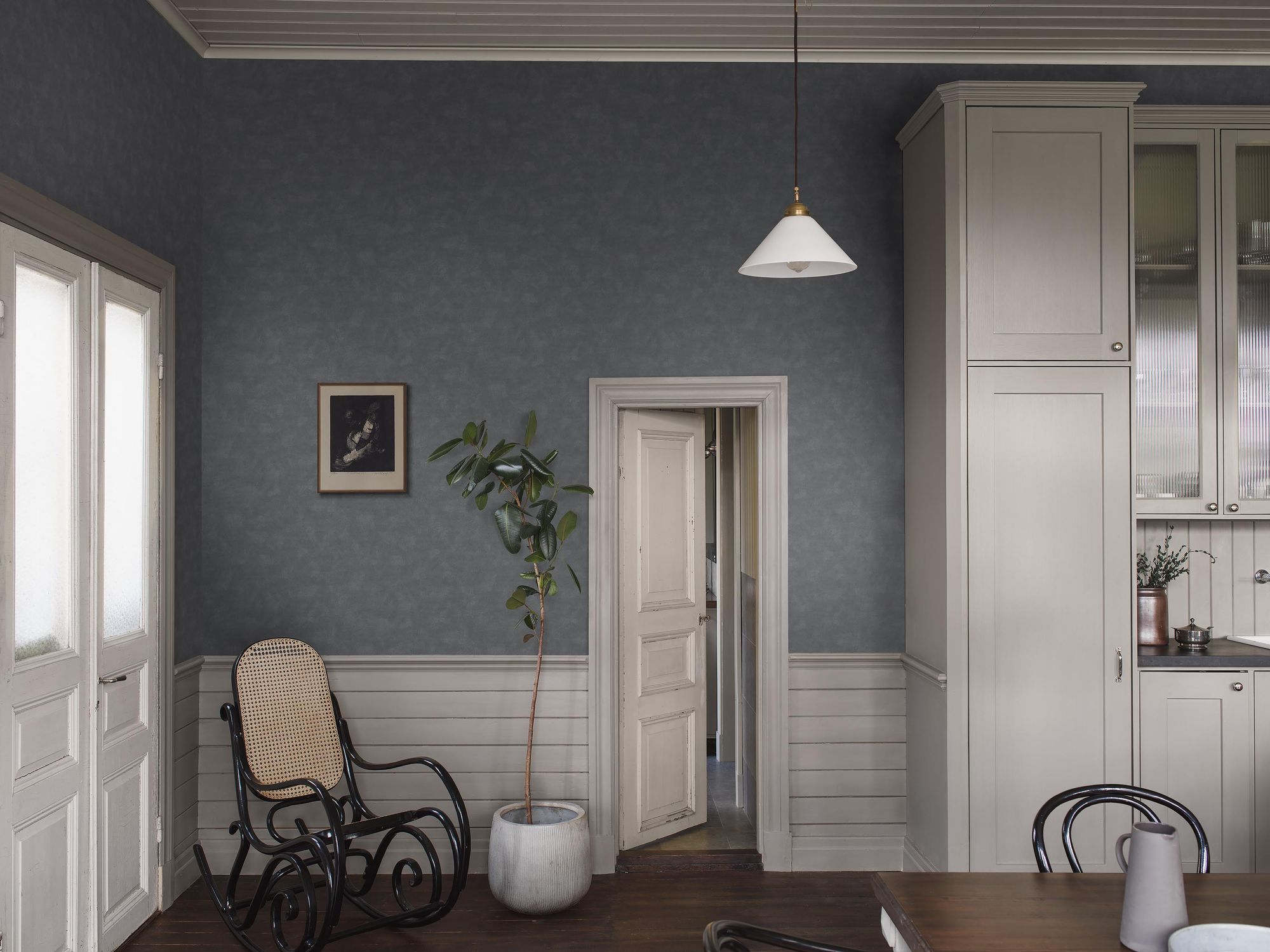 5079 Shades Chromite Blue and Grey Wallpaper by Boråstapeter
