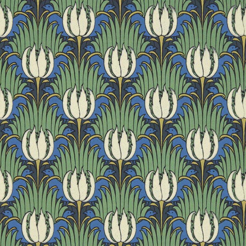 510016 Tulip & Bird Bedford Park Goblin Green & Raven Wallpaper by Morris & Co