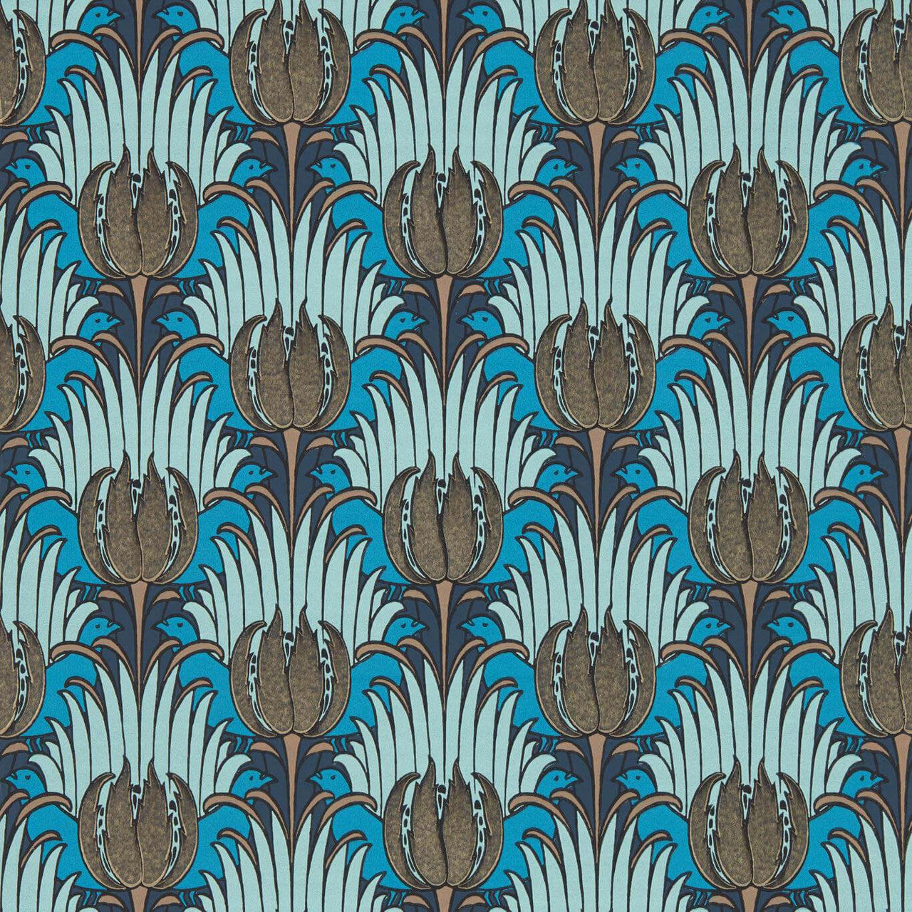 510017 Tulip & Bird Bedford Park Opal & Seafoam Wallpaper by Morris & Co