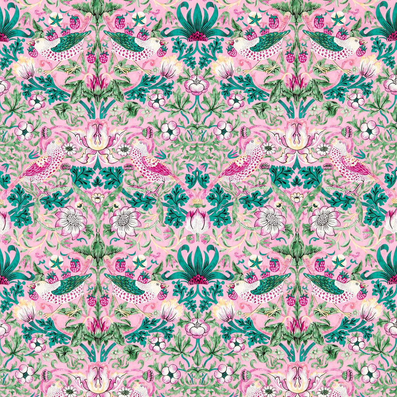 510021 Strawberry Thief Bedford Park Miami Strip Wallpaper by Morris & Co