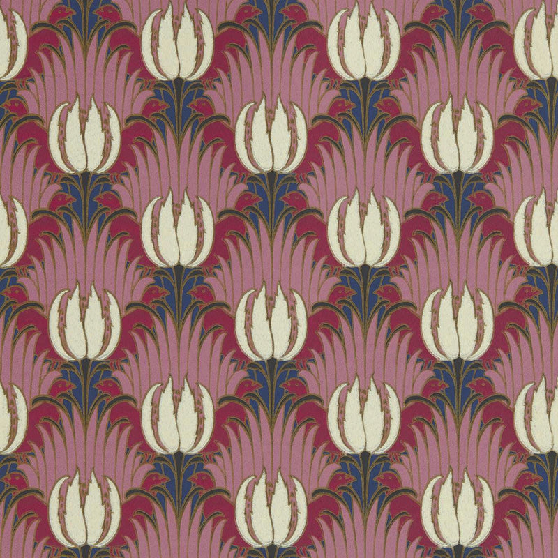 510030 Tulip & Bird Bedford Park Amaranth & Blush Wallpaper by Morris & Co