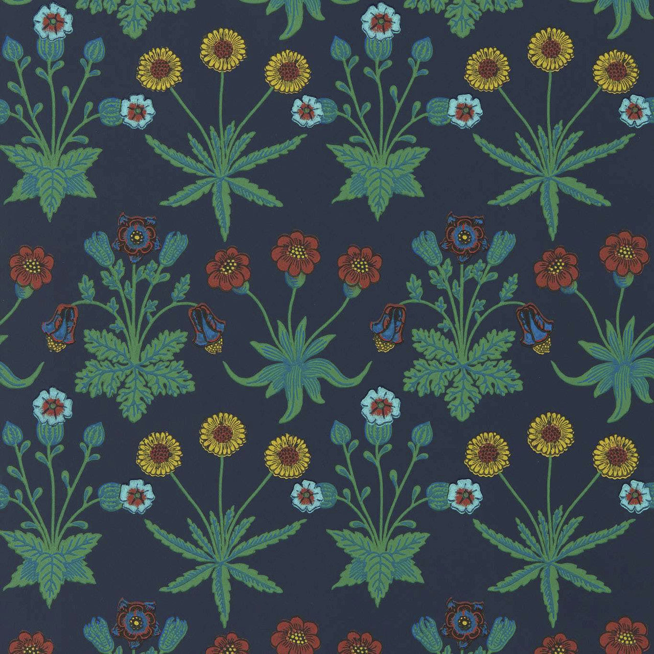 510034 Daisy Bedford Park Midnight Wallpaper by Morris & Co