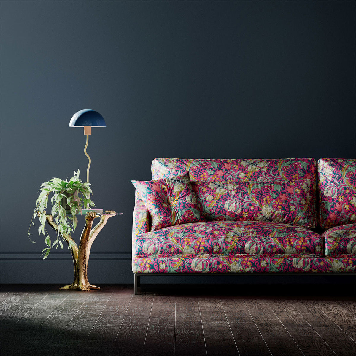 Golden Lily Bedford Park Serotonin Pink Fabric by Morris & Co