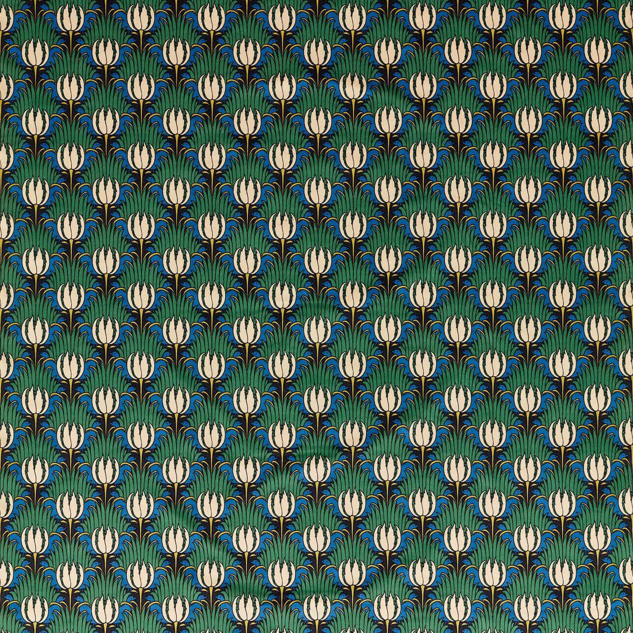 520013 Tulip & Bird Bedford Park Goblin Green & Raven Fabric by Morris & Co