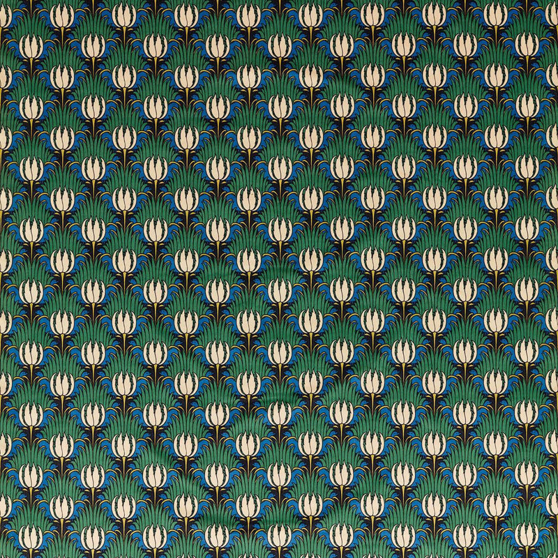 520013 Tulip & Bird Bedford Park Goblin Green & Raven Fabric by Morris & Co