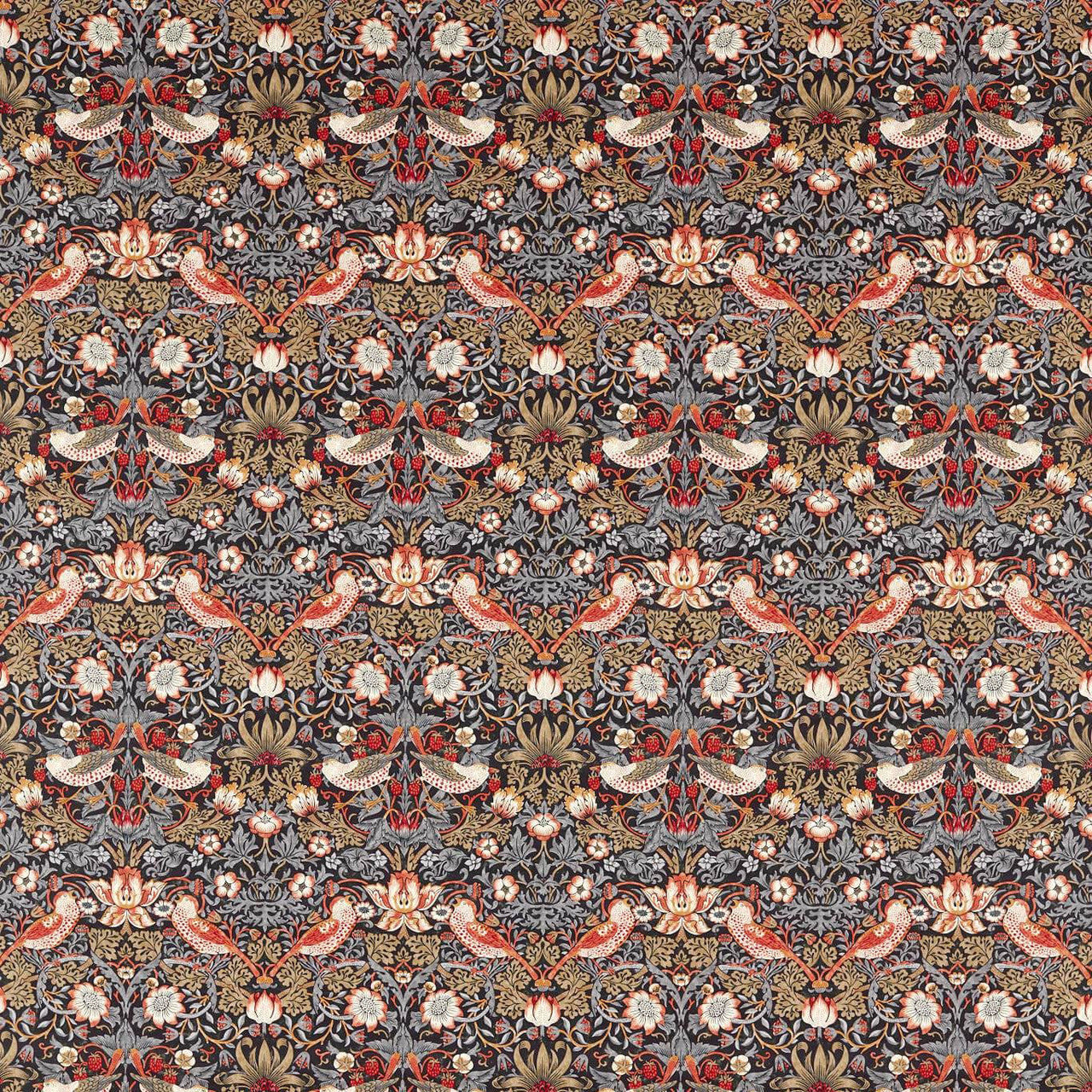 520016 Strawberry Thief Bedford Park Old Fashioned Fabric by Morris & Co