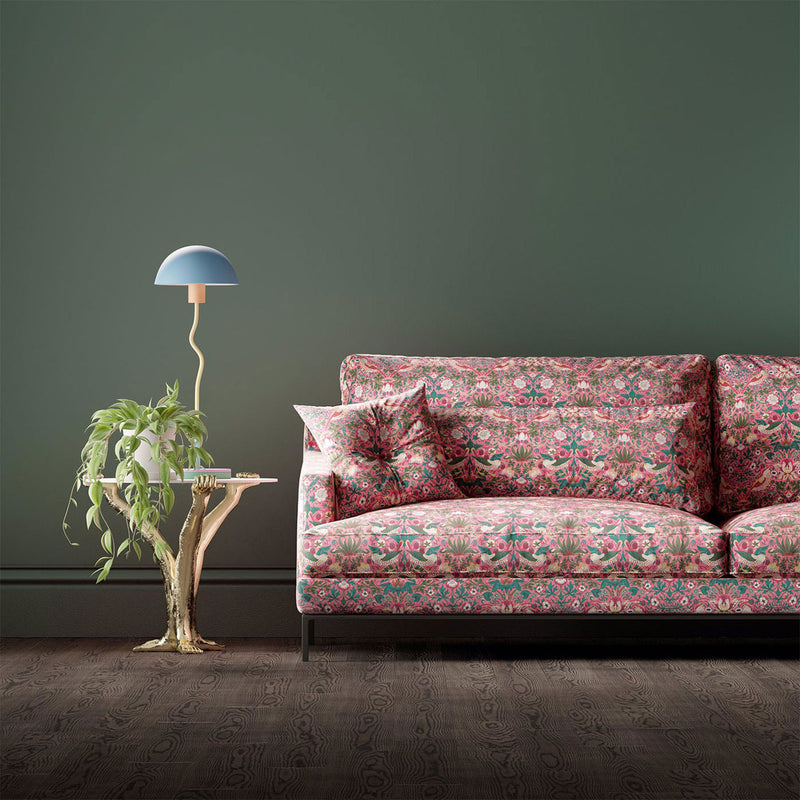 520017 Strawberry Thief Bedford Park Miami Strip Fabric by Morris & Co