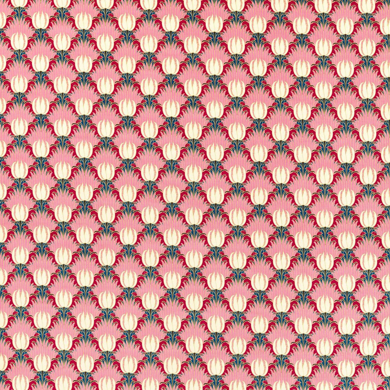 520020 Tulip & Bird Bedford Park Amaranth & Blush Fabric by Morris & Co