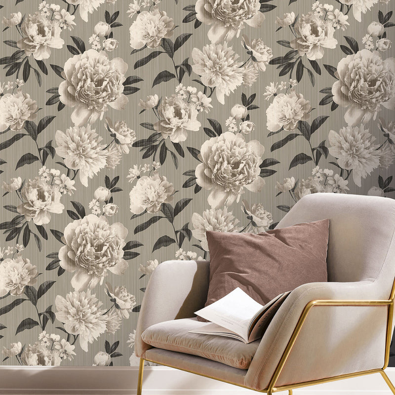 526875 Big Bloom Valentina Monotone Wallpaper By Vasari The Design Library