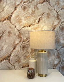 529418 Vasari Marble Natural & Rust Wallpaper by Rasch