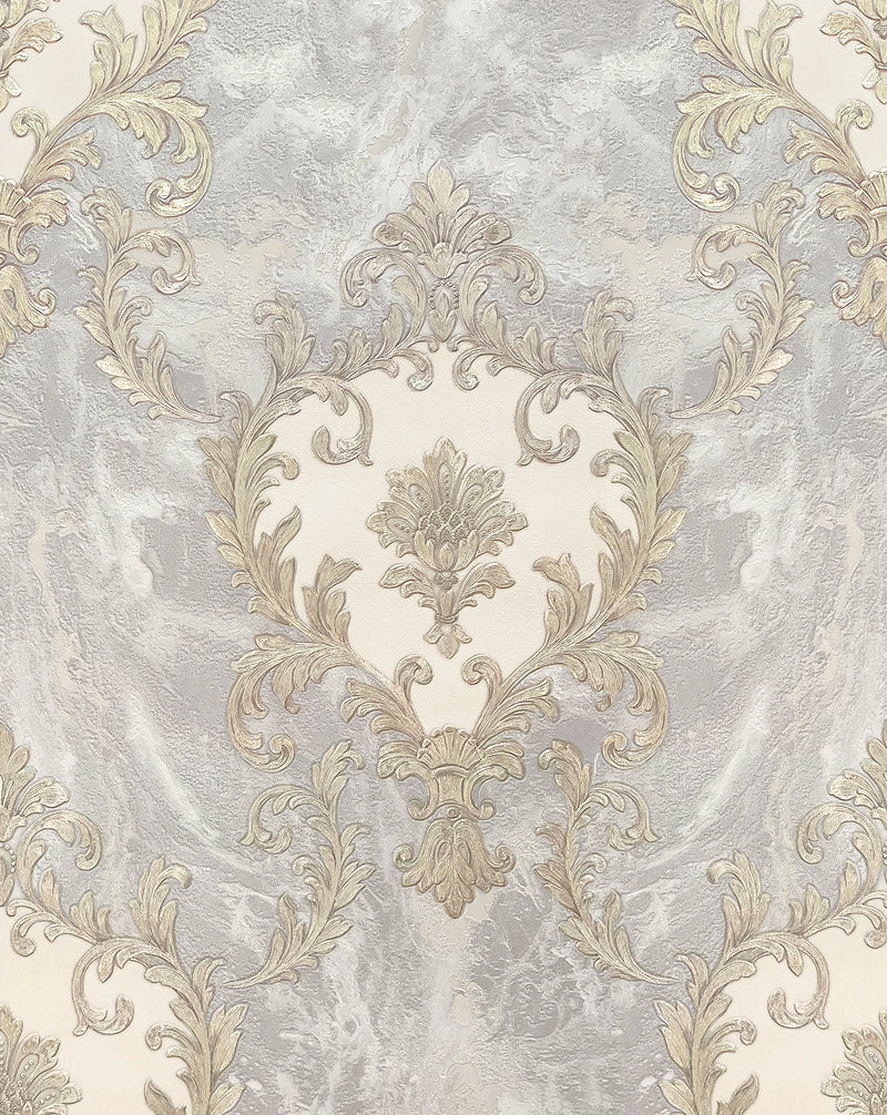 534351 Sienna Damask Grey Wallpaper by Rasch