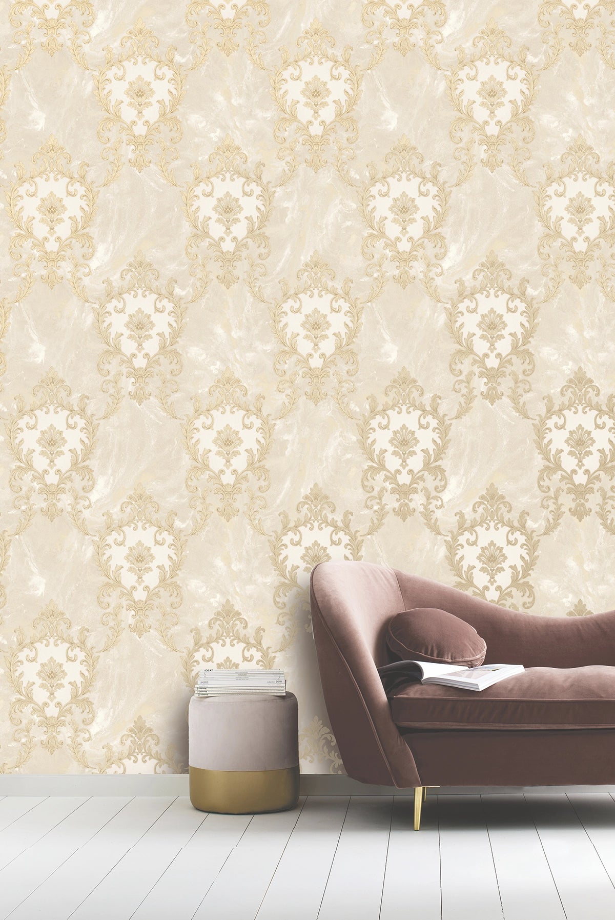 534368 Sienna Damask Beige Wallpaper by Rasch