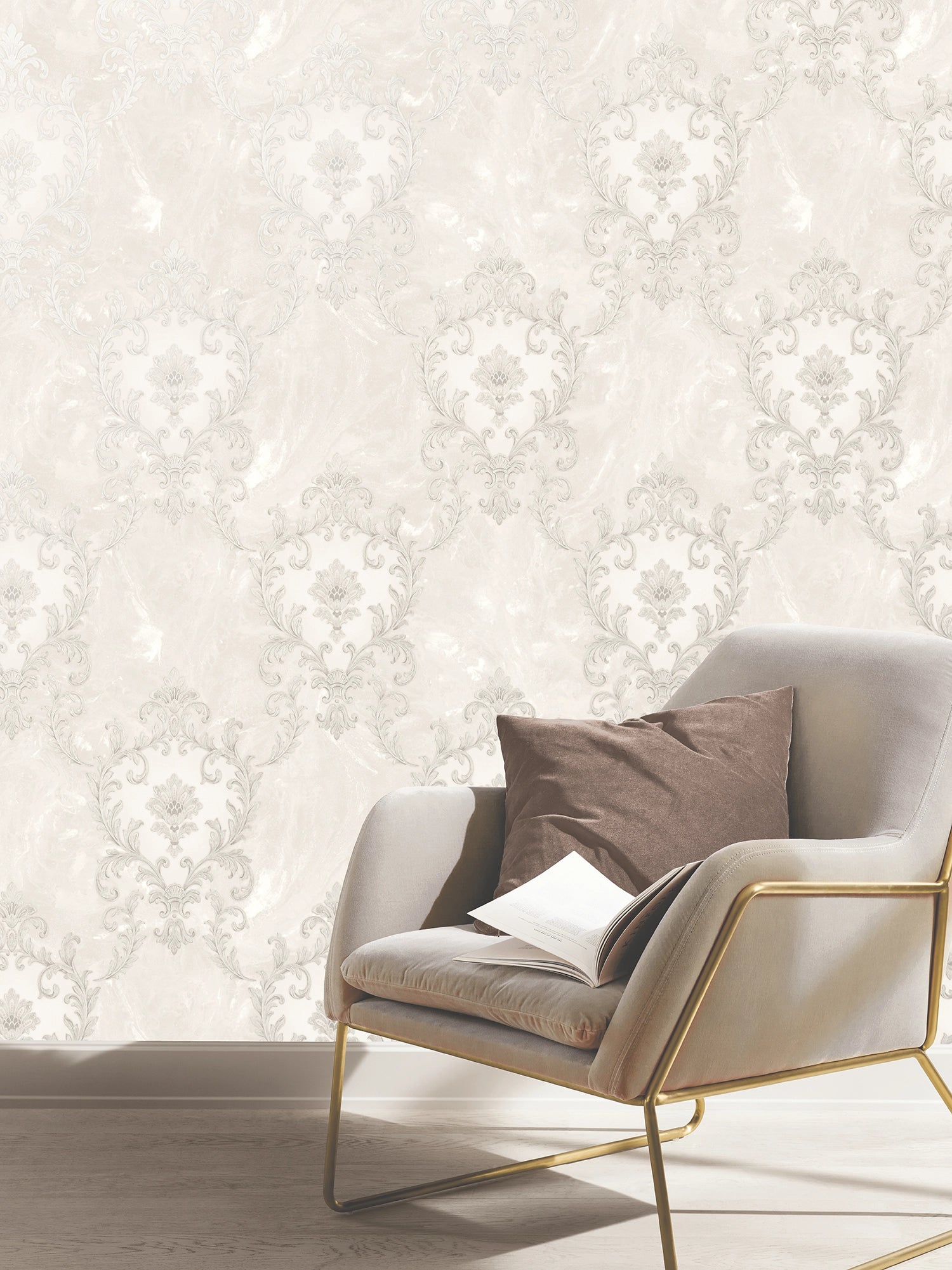 534375 Sienna Damask Pearl Wallpaper by Rasch