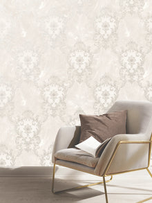 534375 Sienna Damask Pearl Wallpaper by Rasch