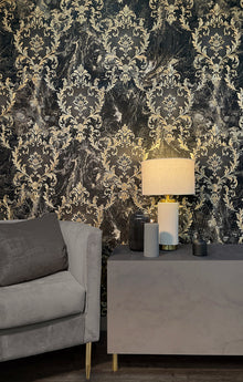 534382 Sienna Damask Black Wallpaper by Rasch