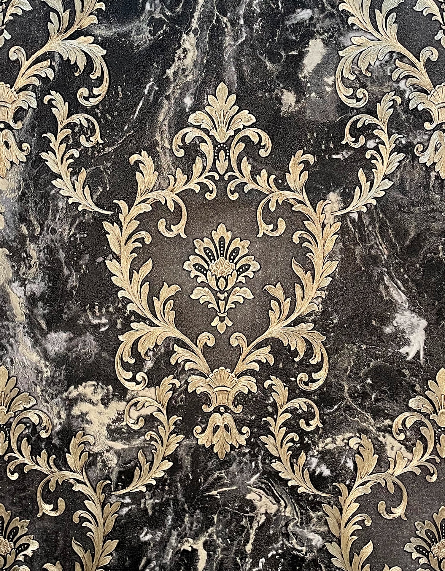 534382 Sienna Damask Black Wallpaper by Rasch