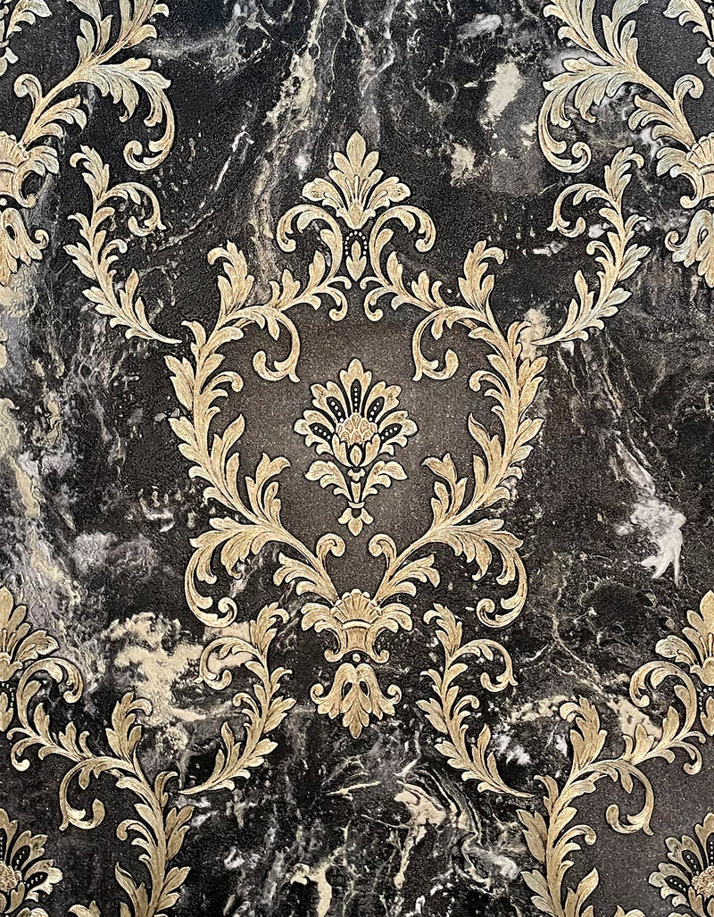 534382 Sienna Damask Black Wallpaper by Rasch