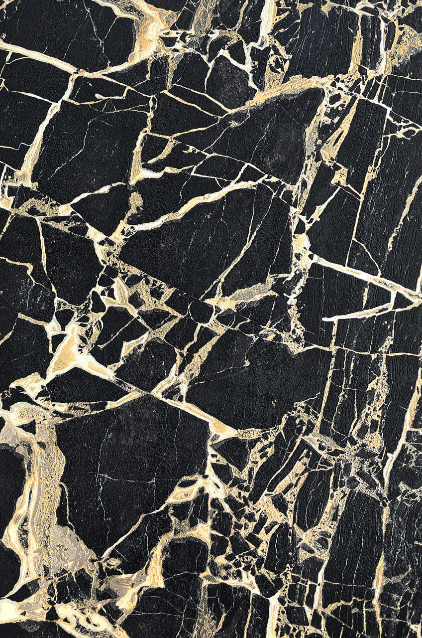 538113 Enzo Marble Black Gold Wallpaper by Rasch