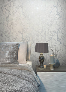 538144 Enzo Marble White Silver Wallpaper by Rasch