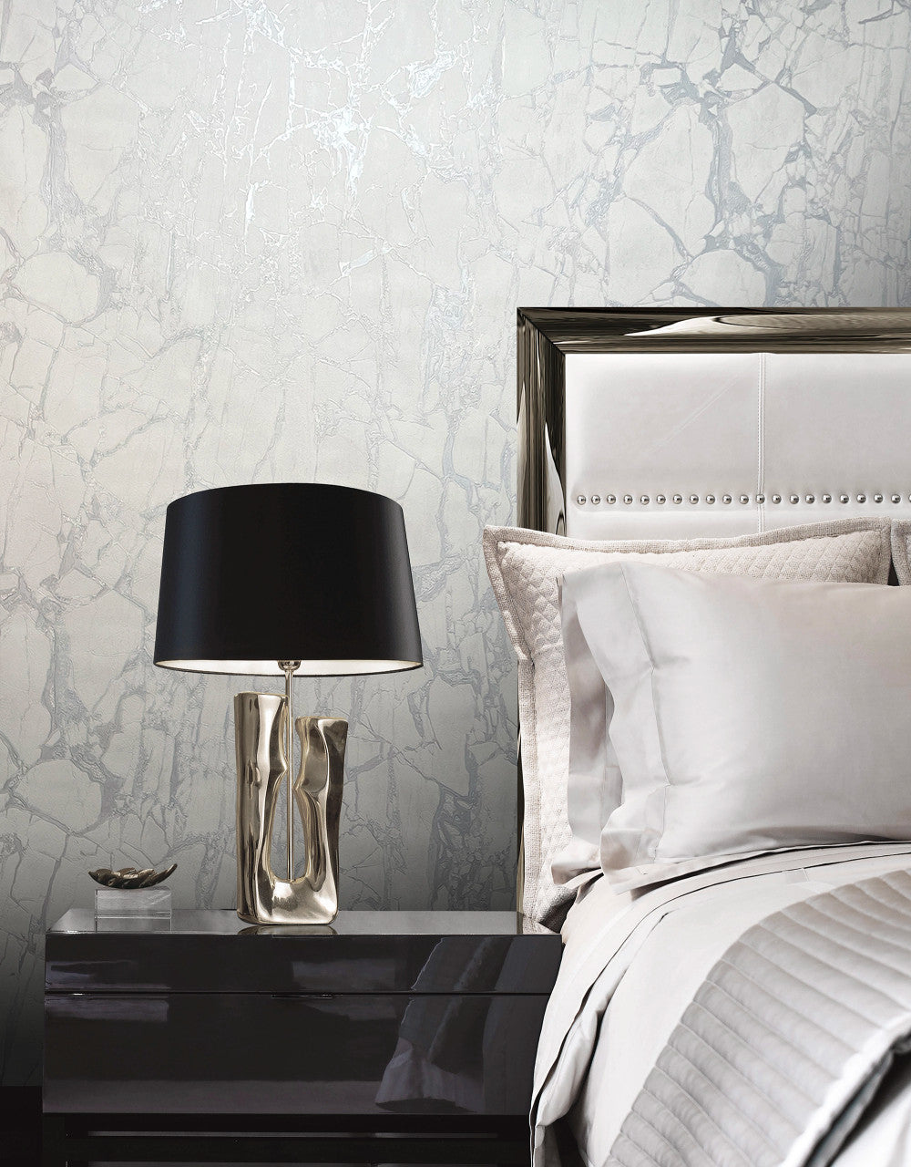 538144 Enzo Marble White Silver Wallpaper by Rasch