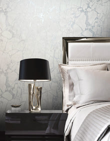 538144 Enzo Marble White Silver Wallpaper by Rasch