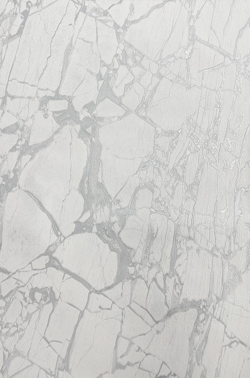 538144 Enzo Marble White Silver Wallpaper by Rasch