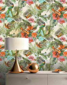 539066 Paradise Birds Multi Vasari Wallpaper by Rasch