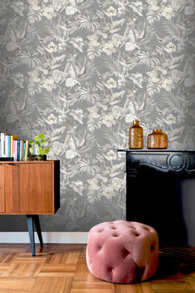 539073 Paradise Birds Grey Vasari Wallpaper by Rasch