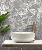539073 Paradise Birds Grey Vasari Wallpaper by Rasch