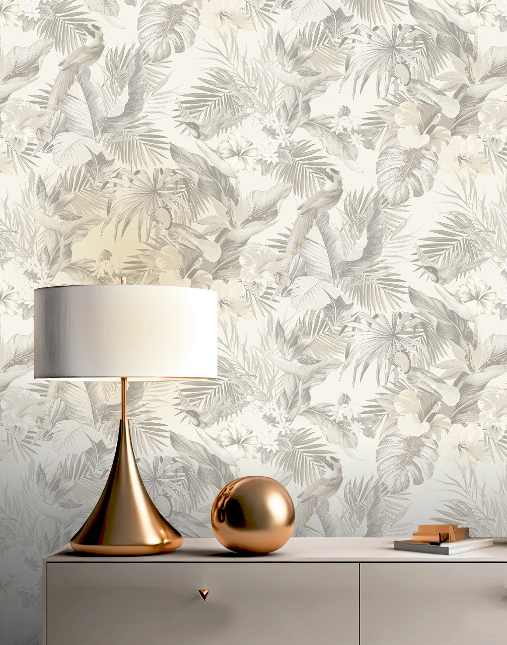 539080 Paradise Birds Neutral Vasari Wallpaper by Rasch