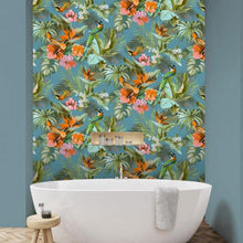 539097 Paradise Birds Teal Vasari Wallpaper by Rasch