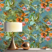 539097 Paradise Birds Teal Vasari Wallpaper by Rasch