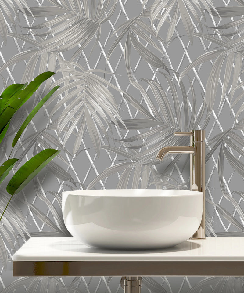 539547 Paradise Palm Grey Vasari Wallpaper by Rasch