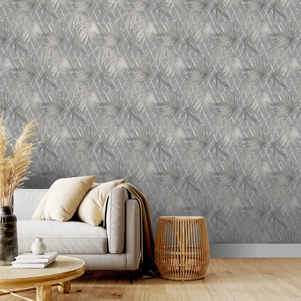 539547 Paradise Palm Grey Vasari Wallpaper by Rasch