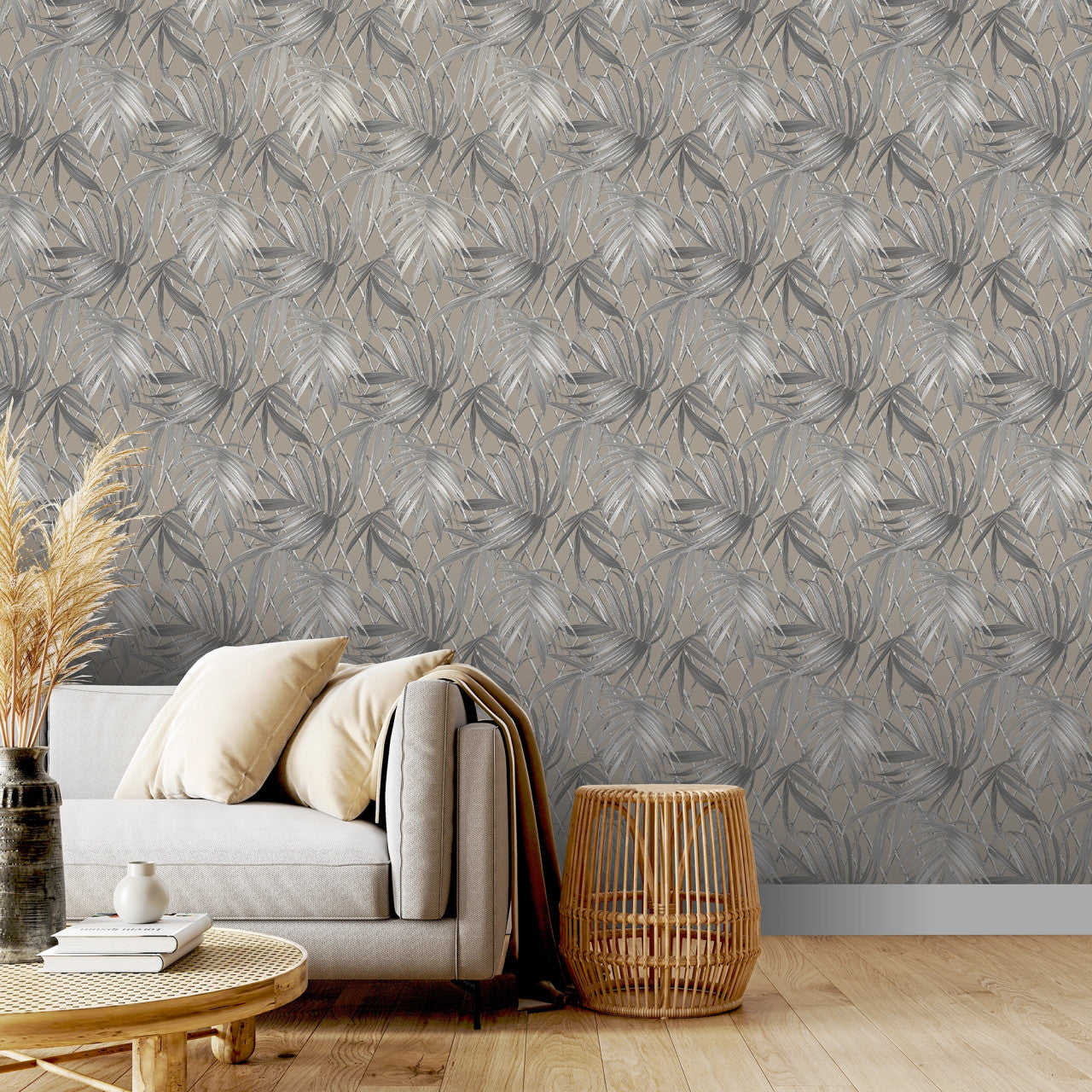 539554 Paradise Palm Taupe Wallpaper by Rasch