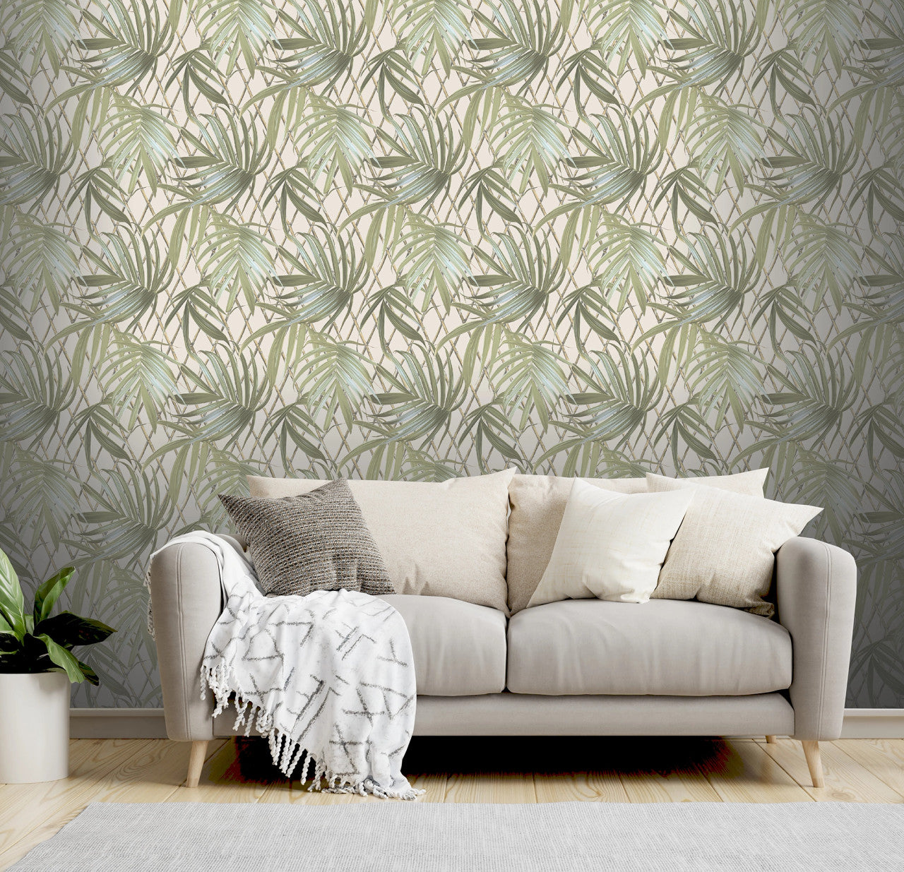 539561 Paradise Palm Green Vasari Wallpaper by Rasch