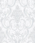 Sonata Damask Silver Grey Wallpaper by Rasch